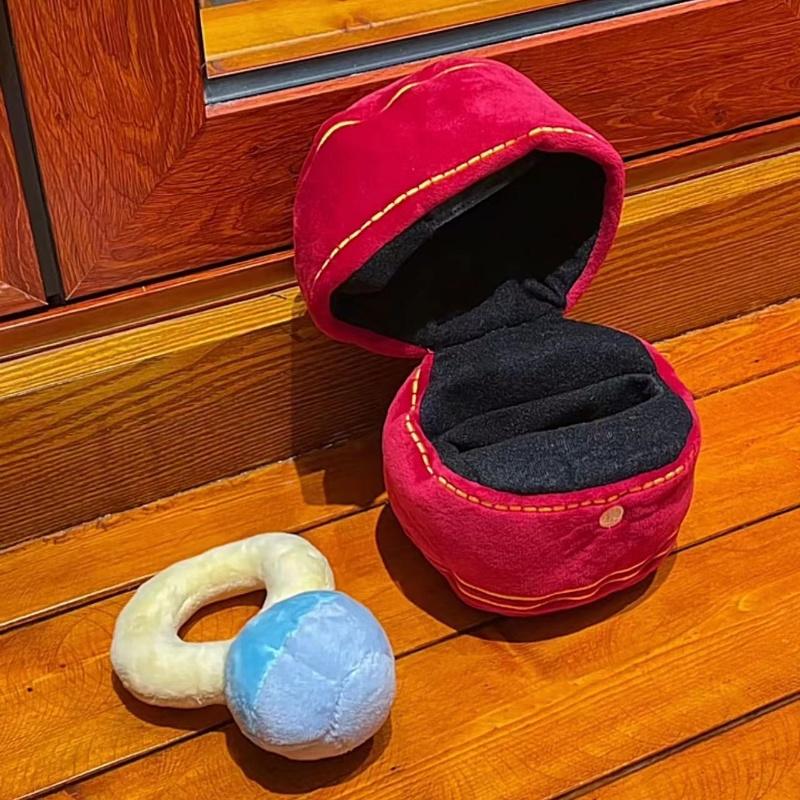 Plush Box Ring Material Diamond Pet Chew Toy Birthday Gift Set Engagement