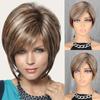 Synthetic Short Straight Hair Extensions Wigs With Bangs Natural Wig For Women Daily Heat Resistant Fiber