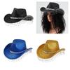 Shimmering Rhinestones Fringed Hat for Women Men Musical Festival Fedoras Hat with Large Glittering Powder for Parties