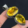 Citrine Gemstone Pendant Solid 925 Sterling Silver Pendant Jewelry Gift For Unisex