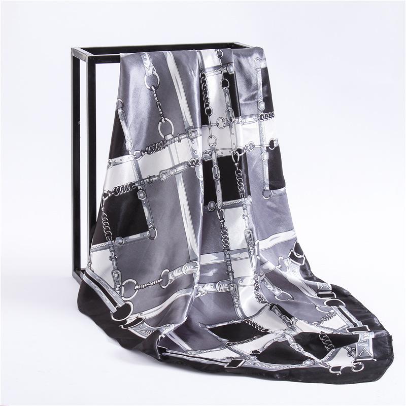 90cm Square Shawls Women Hijab Scarf For Hair Fashion Print Kerchief Neck Scarves Female Silk Satin Bag Scarfs For Ladies Banada