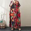 Short Sleeve Plus Size Cotton Vintage Floral New In Dresses for Women Casual Loose Maxi Long Summer Dress