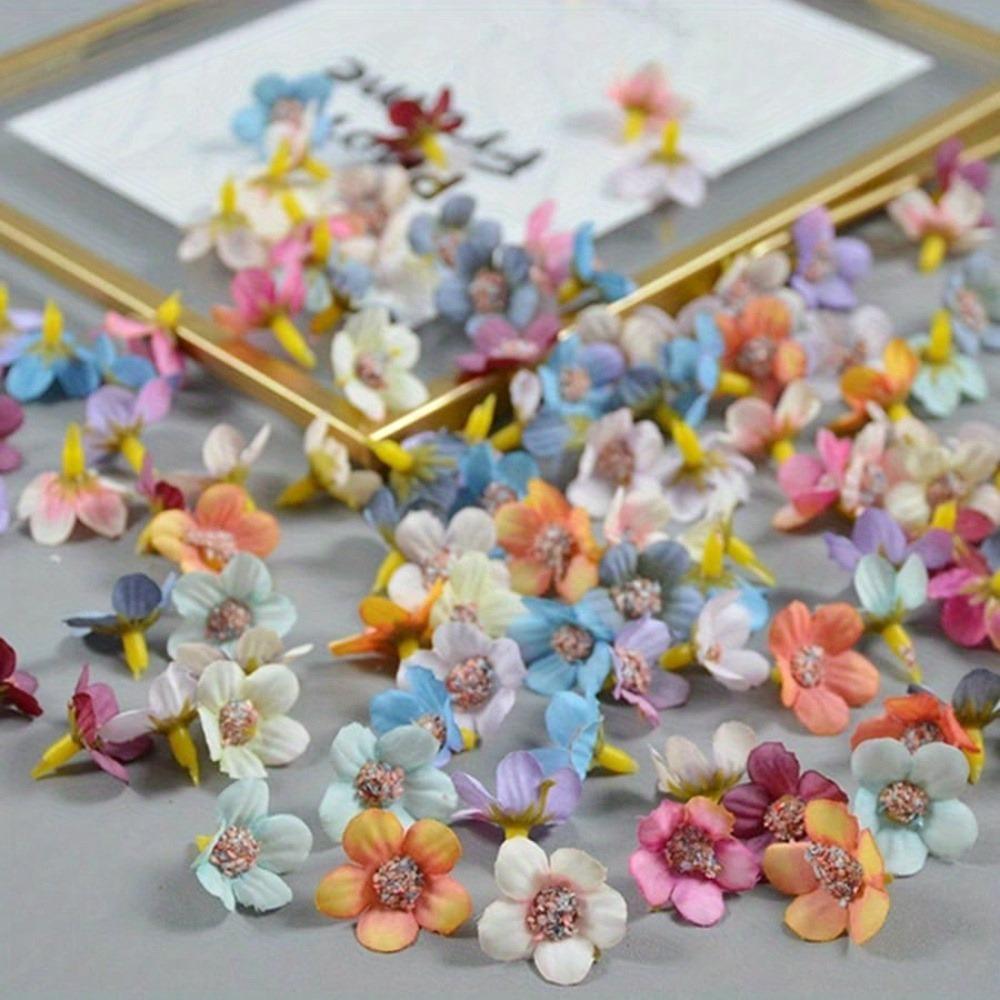 300 Pcs Artificial Mini Flower Heads, Colorful Silk Fake Multicolor Small Daisy for DIY Holiday Wedding Party Home Garden Decoration