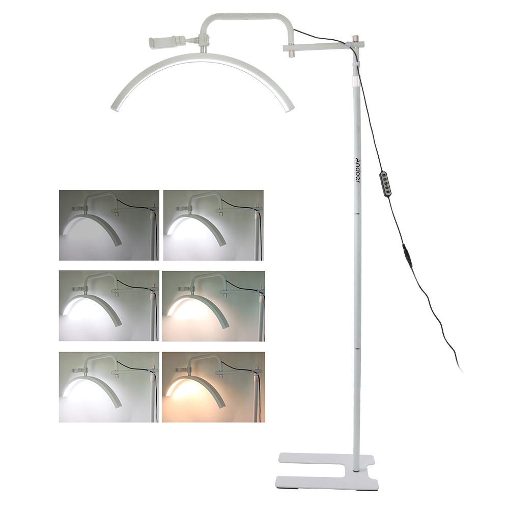 Andoer 36W Half-moon Shaped Fill Light Floor LED Video Light 3200K-5600K Dimmable with Metal Light