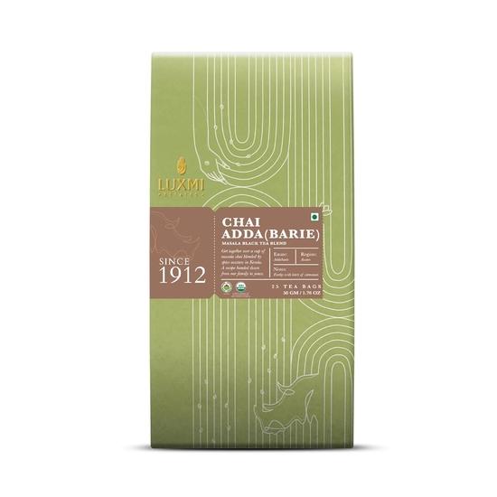 LUXMI Estates Masala Chai 25 Tea Bags Pack | Chai Adda-Bari  | Cinnamon & Cardamom | Energy Booster, 50 Gram
