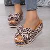 2024 Summer Women's Sandals Platform Retro Sandals Woman Fashion Bow Leopard Beach Slippers Women Plus Size