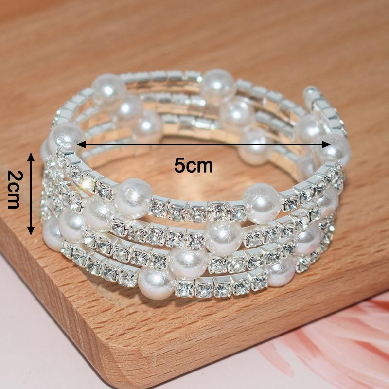 Элегантный многослойный эластичный браслет с искусственным жемчугом