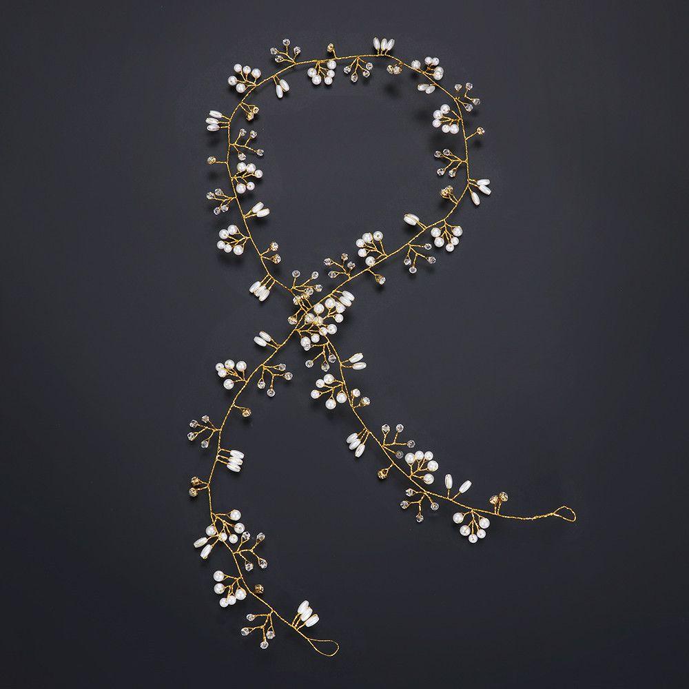 Bridal's Tiara Hair Jewelry Bride Accessories Wedding Hair Vine Pearl Crystal Diamante Headband
