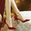 Fashion 2025 Bridal Shoes Women's Pearl & Bow Stiletto Heels Pointed Toe Comfortable Wedding Shoes Solid Plus Size Heels Women Zapatos