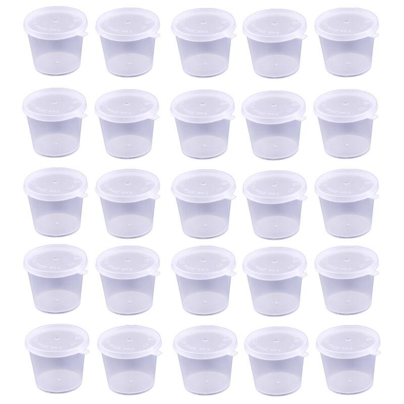 50Pcs Small Plastic Sauce Cups Food Storage Containers Clear Boxes with Lid