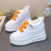 Fashion Genuine Leather Women Plush Platform Sneakers Wedgies Spring Casual Vulcanized Shoes Ladies Thick Bottom Court Sneakers White