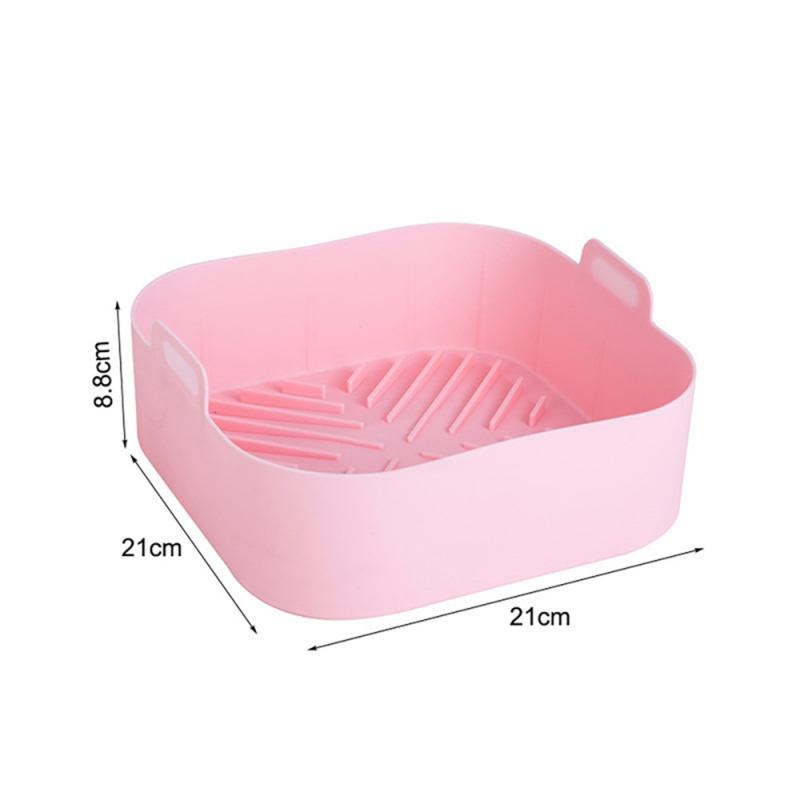Silicone Air Fryer Pot Tray BBQ Barbecue Pad Plate Airfryer Oven Baking Mold Pot Food Safe Reusable Square Air Fryer Pan