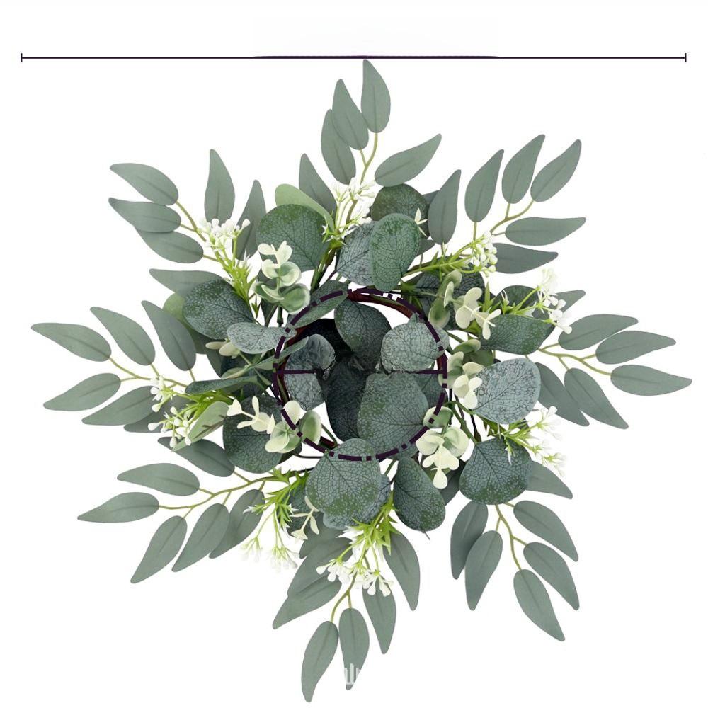 Wreath Faux Leaf Candle Base With Polyester Material For Party And Home Styling
