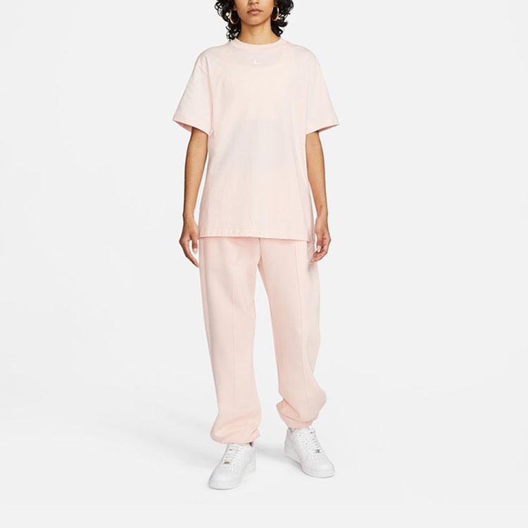 Nike Спортивная одежда Essential Logo однотонный круглый вырез свитер короткий рукав с заниженной линией плеч женская футболка розовый DN5698-610