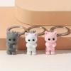 Flocked Resin 3D Kitten Keychain: Cute Pendant Charm for Bags & Car Keys