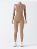 Seamless Ribbed Fitness Jumpsuit with Chest Pad
