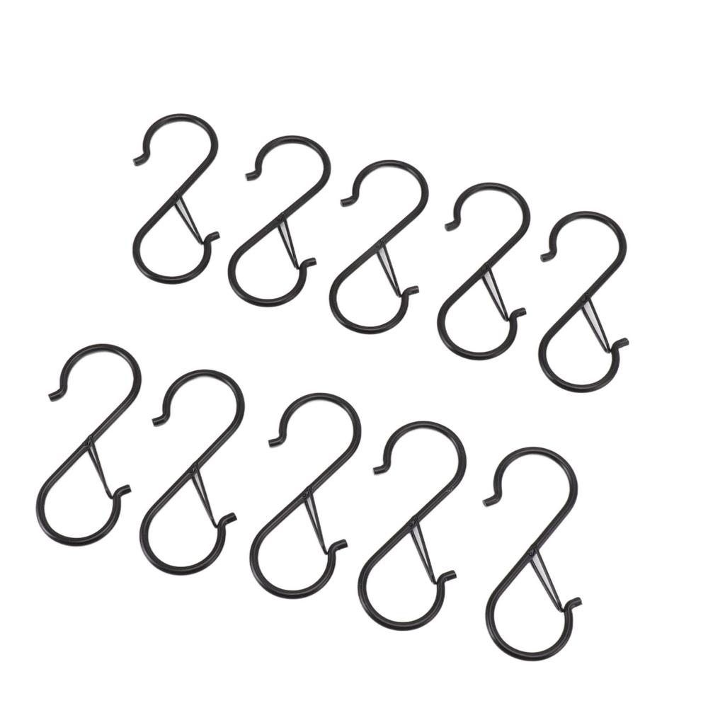 10Pcs S Shaped Hook Hanging Hooks Iron with Safety Buckle for Closet Kitchen Home