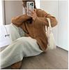 Double Zipper Lapel Thick Lazy Style Sweater Autumn and Winter Loose Large Size Solid Color Sweater Women