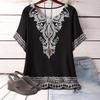 XL-7XL Plus Size Fashion T-shirts Casual Temperament Loose Round Neck Short Sleeved Top T-shirt Ethnic Style