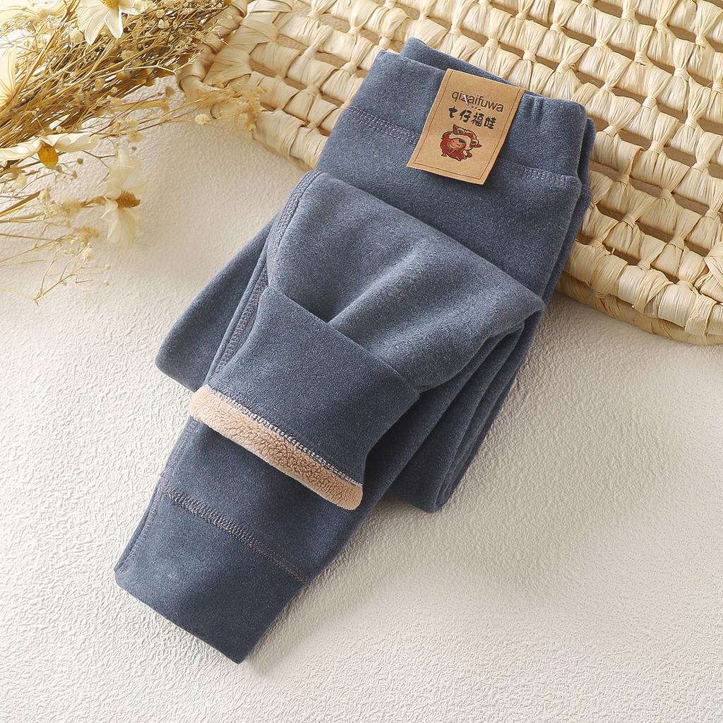 Children's Cashmere Pants Boys Girls Autumn and Winter Thermal Pants Large Children Thick Cashmere Long Johns Leggings