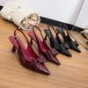 Burgundy Pointed High Heels Women's Thin Heels Bag Head Sandals 2025 New Summer Bow Large Size Empty Shoes