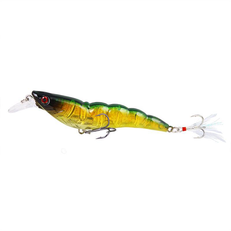 Set of 20 Full Attack Sinking Shrimp Lures, 13.6g/9.5cm, with Blood Groove and Feather Hook.
