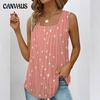 Summer Women's T-shirt Polka Dot Sleeveless Loose Square Neck Vest Women's Tops