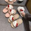 High-value Xiaoxiangfeng Flat-bottomed Cotton Slippers, New Models In Autumn and Winter 2025, Cute Cartoon Kitten Soft Bottom One-character Drag Girl