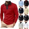Men'S Fashionable Lapel Color Blocking Shirt Casual Long Sleeve Top