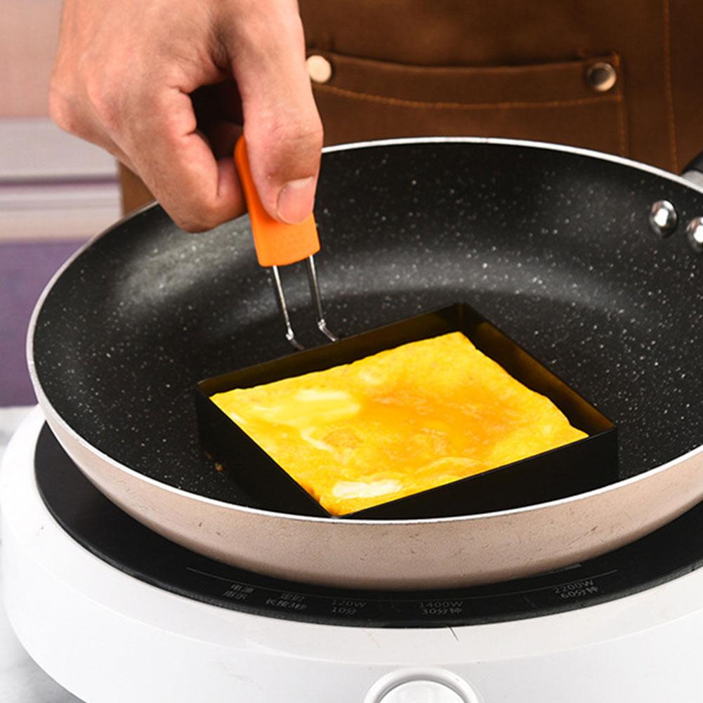 3.9 In 1/2 Pcs Egg Ring Square Egg Ring Stainless Steel Egg Pancake Cooking Ring with Anti-scald Handle Easy Clean for Breakfast