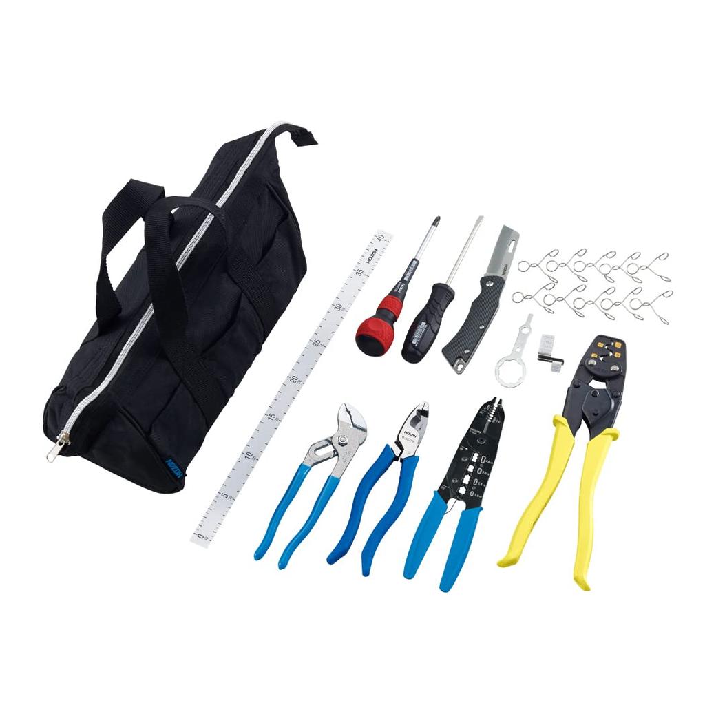 HOZAN Electrician Skill Test Tool Set Stripper Crimping Tool Pass Series Included P-958 P-77 DK-17