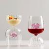 3D Pink Heart Goblet For Valentine's Day Reusable Glass Drinking Cup For Champagne Wine