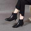 Остроносые короткие ботинки женские 2025 британский стиль простой темперамент тонкие на высоком каблуке женские ботинки модные ботинки кожаные ботинки бархатные и тонкие до щиколотки