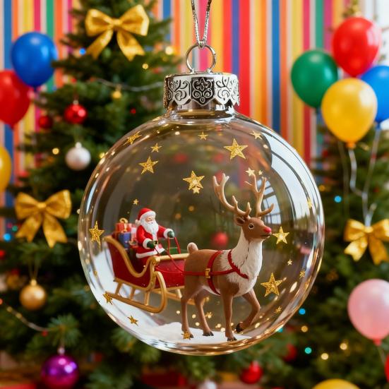 The Reindeer Family Christmas Ball Funny 3D Reindeer Hanging Decoration Plastic Christmas Ball Winter Ornaments for Xmas Tree Indoor Home Decor