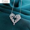 Romantic Style Heart Shaped Pendant Necklace Paved Dazzling Cubic Zirconia Statement Jewelry for Women Anniversary Gifts