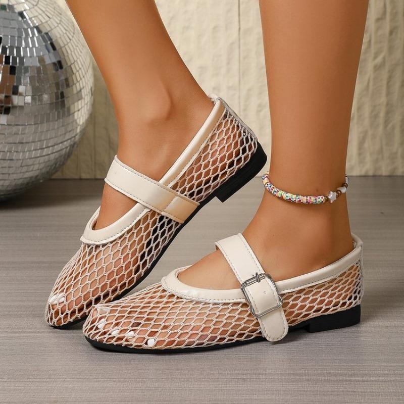 Fashion New Women Round Toe Flat Sandals Casual Trend Luxury Designer Shoes Women Hollow Breathable Ballet Beach Sandals Mary Jane Shoes