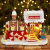 Christmas Village Accessories Decoration Gingerbread Train House Christmas Building Display Light Up Xmas Holiday Home Decor
