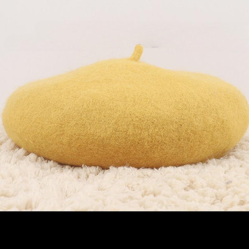 New Women's Korean Style Fashionable Spring Autumn Yarns Beret Hat Solid Color Thickened Warm Vintage Artistic Hats