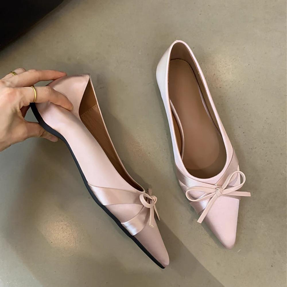 Women Flats Plus Size Bow Pointed Toe Flat Loafers Shallow New Slip On Women Shoes Fashion Comfortable Dress Shoes for Women