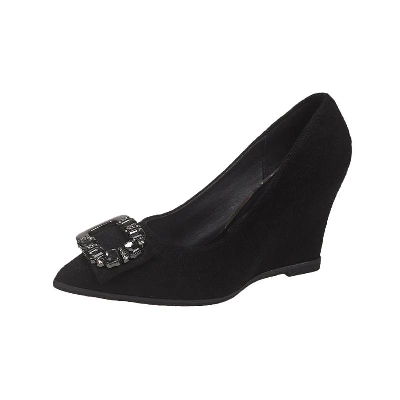 Suede Pointed Toe Women Shoes Fashion Wedges Shallow Shoes Woman Trend Autumn New Brand Designer Casual Sexy Mujer Zapatos