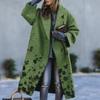 2024 Women's Warm Woolen Coat Autumn Winter Casual Long Printed European American Style