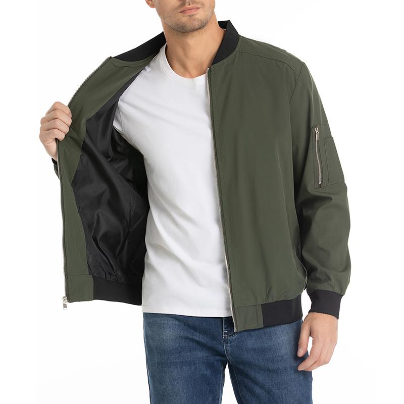 USA Size Men's Lightweight Bomber Jacket for Spring Autumn - Casual Flight Pilot Varsity Baseball Coat