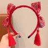 Tassel Hanfu Hair Bun Hair Hoop Plush Ball Red Hairband Simple Chinese New Year Headwear  Children