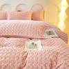 Autumn and Winter Thickened Rabbit Plush Three-dimensional Milk Velvet Winter Warm Sheets and Fitted Sheets Bedding Double Four-piece Set