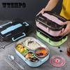 304 Stainless Steel Insulated Lunch Box with Lid Microwave Oven Student Female Lunch Box Office Worker Single Compartment Lunch Box