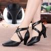 Leather Latin Dance Shoes for Women's Dance Parties Waltz Indoor Modern Dance Shoes Heeles 6cm