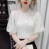Summer Women's Half-sleeve Top Chic Lace Bubble Sleeve Chiffon Shirt Design Sense of Niche Retro Short-sleeved Thin T-shirts