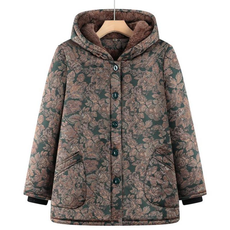 Winter Women's Cotton-padded Clothes Aged 0 Packs Hooded Cotton-padded Jackets Thickened Warm Cotton-padded Clothes Old Lady