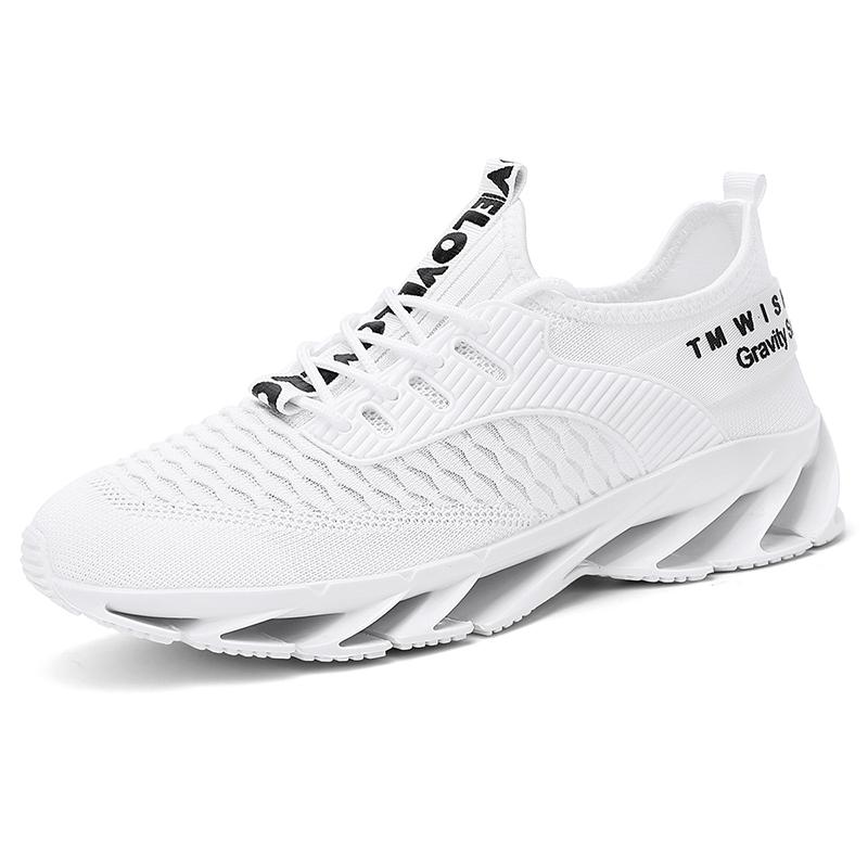 Spring/Autumn Men's Large Size Blade-soled Shoes Flying Weave Fitness Jogging Shoes