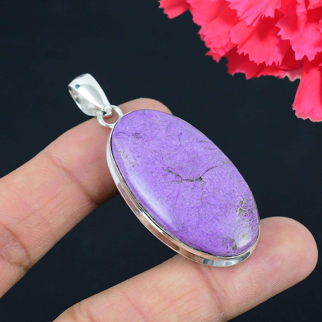 Purpurite Gemstone Pendant Solid 925 Sterling Silver Pendant Jewelry Gift For Unisex